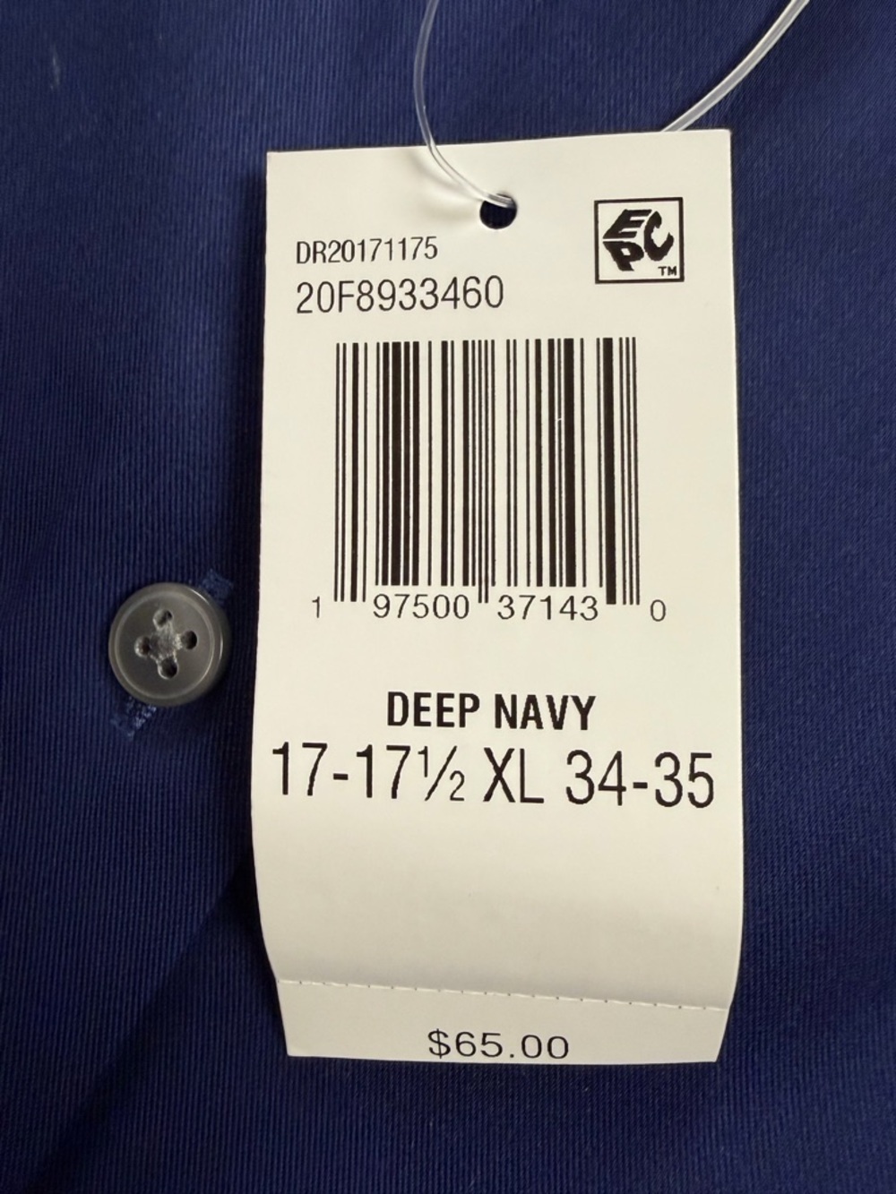 Van Heusen Deep Navy Long-Sleeve Dress Shirt size XL - Picture 2 of 7